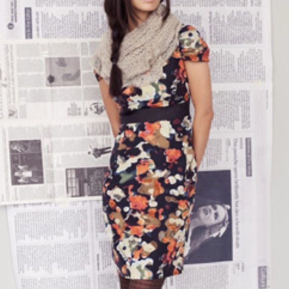 Anthropologie Moulinette Souers silk blend cap sleeve watercolour dress